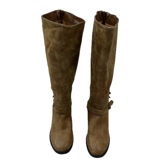 BAMBOO Shoes - Bamboo Women's Georgia Chunky Heel Knee High Buckle boots Size 8